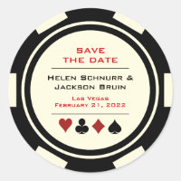 Las Vegas Black Cream Poker Chip Save The Date
