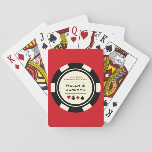 Las Vegas Black Cream White Poker Chip Wedding Playing Cards