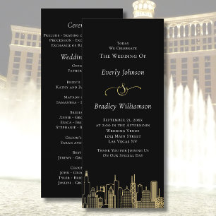 Las Vegas Black Gold White Skyline Wedding Program