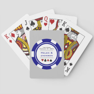 Las Vegas Blue White Gray Poker Chip Wedding Cards