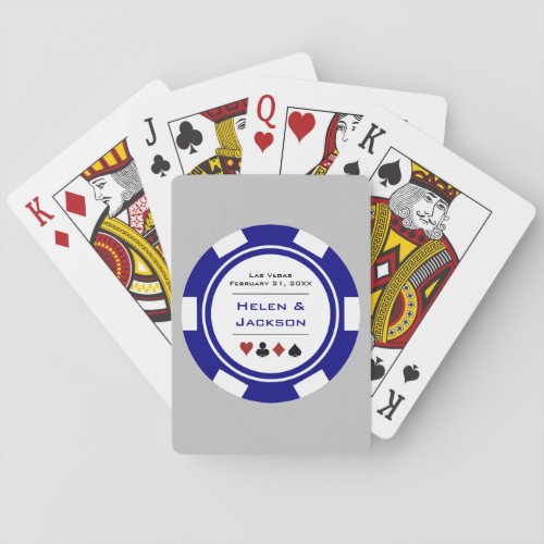 Las Vegas Blue White Gray Poker Chip Wedding Poker Cards