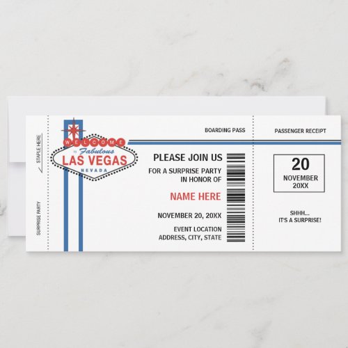 Las Vegas Boarding Pass Invitations
