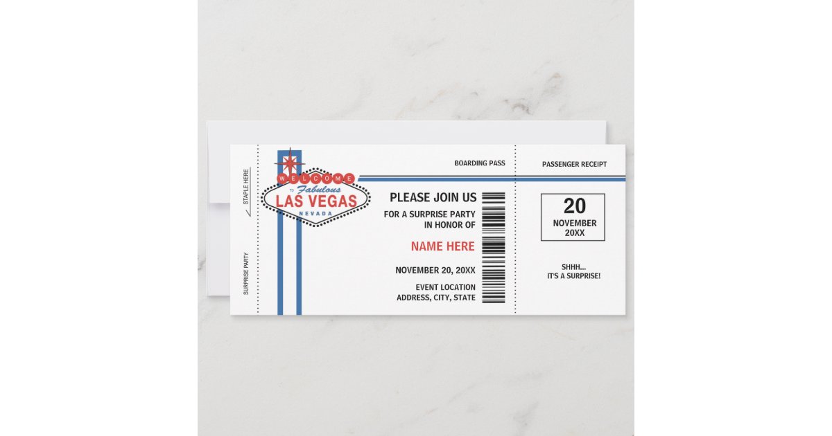 Las Vegas Boarding Pass Invitations | Zazzle
