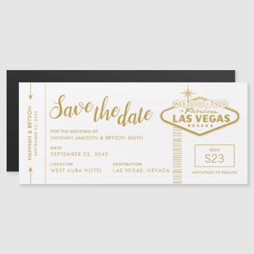 Las Vegas Boarding Pass Magnetic Save the Date