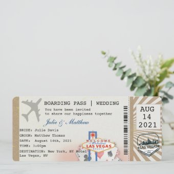 Las Vegas Boarding Pass Ticket Wedding Invitation | Zazzle