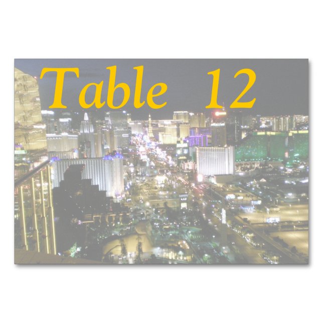 Las Vegas Boulevard Aerial View Table Number (Front)