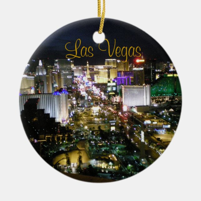 Las Vegas Boulevard Night View Ceramic Ornament (Front)