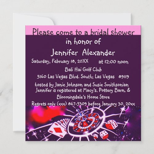 Las Vegas Casino Theme Bridal Shower Invitation
