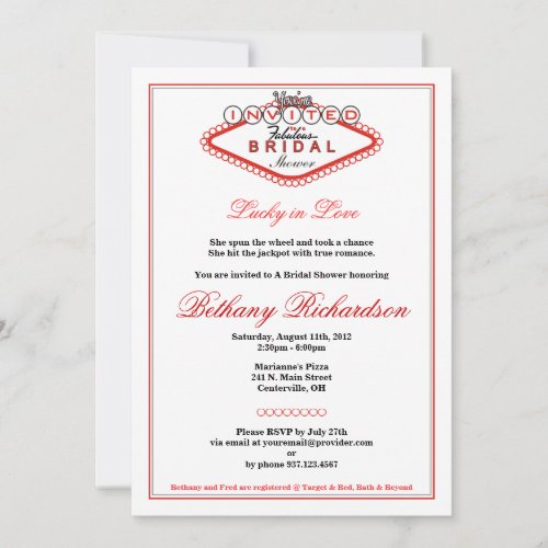 Las Vegas Bridal Shower Invitation