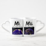Las Vegas Bride and Groom Coffee Mug Set<br><div class="desc">Romantic nesting cups for Las Vegas wedding newlyweds. The Sphere on the Las Vegas Strip as a rotating planet Earth  view on one side and casino theme Lucky in Love on the back. All elements allow for customizing and/or deleting as desired for your personalized gifts.</div>