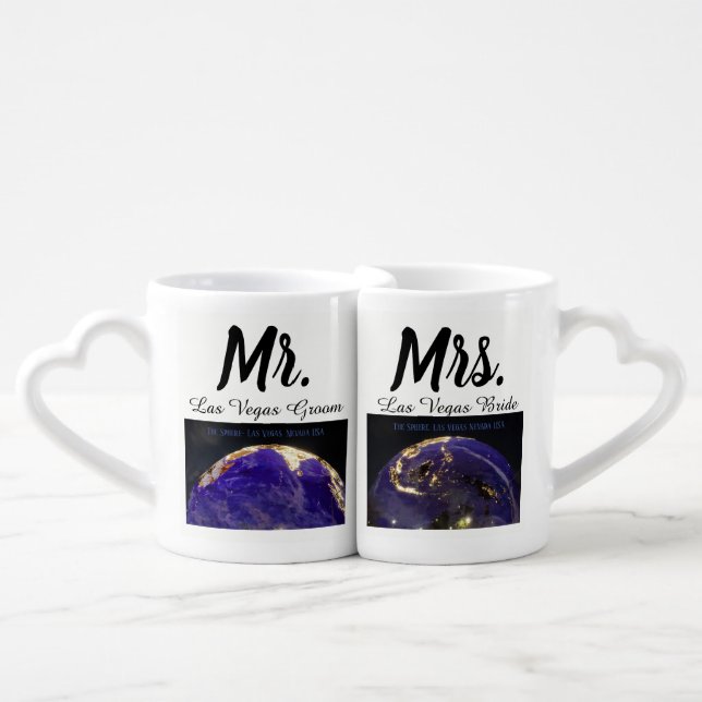Las Vegas Bride and Groom Coffee Mug Set (Front Nesting)