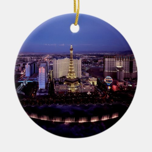 Las Vegas by Night 3 Ceramic Ornament
