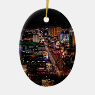 Las Vegas by Night Ceramic Ornament