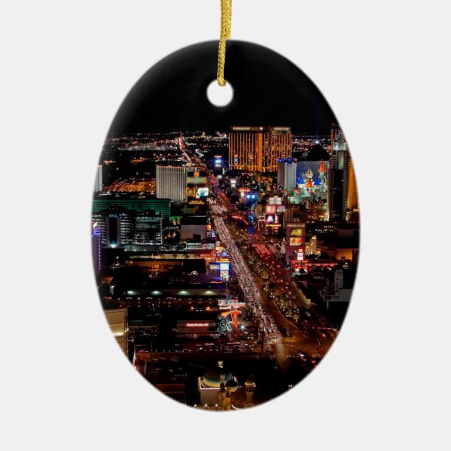 Las Vegas by Night Ceramic Ornament (Front)
