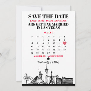 Las Vegas Calendar Save The Date Invitation