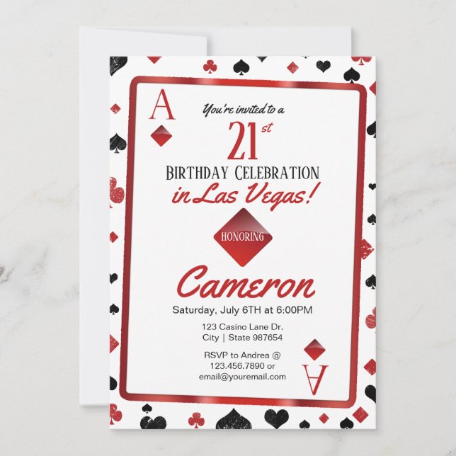Las Vegas Casino 21st Birthday | Card Suit (Front)
