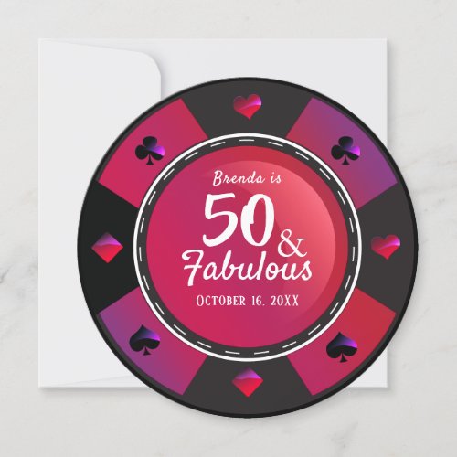 Las Vegas Casino 50  Fabulous Birthday Party Invitation