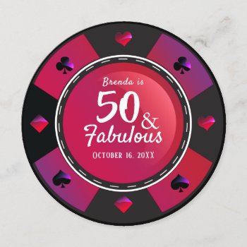 Las Vegas Casino 50 & Fabulous Birthday Party Invitation by chandraws at Zazzle