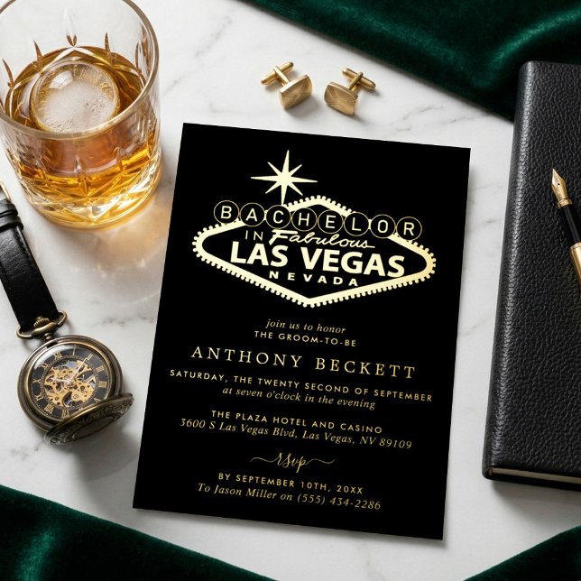 Las Vegas Casino Bachelor Party Real Foil Invitation (Creator Uploaded)