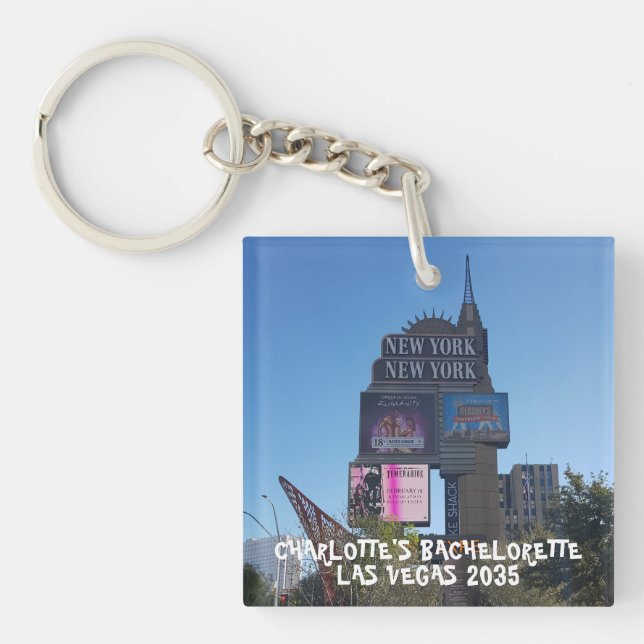 Las Vegas Casino Bachelorette Party Photo And Name Keychain (Front)
