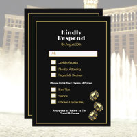 Las Vegas Casino Black and Gold Dinner Choice RSVP