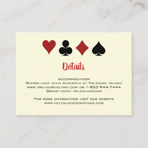 Las Vegas Casino Black Off_White Wedding Details Enclosure Card