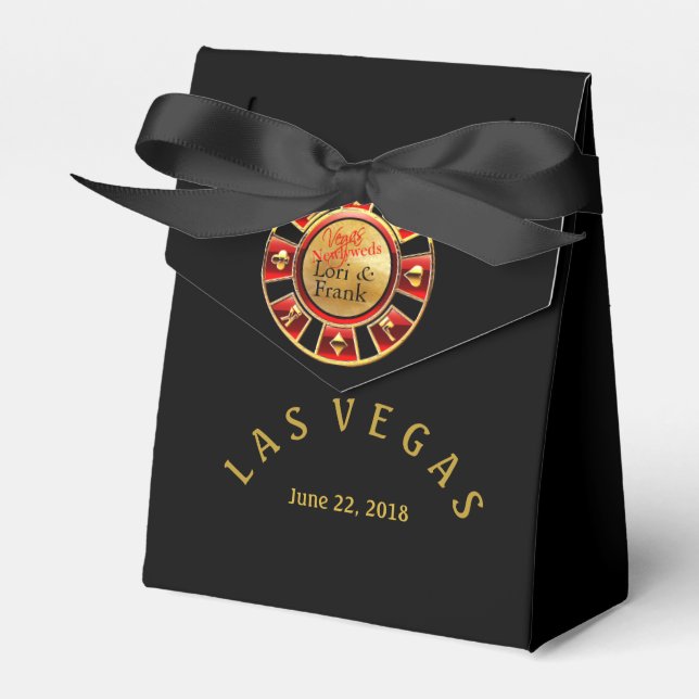 Las Vegas casino chip | black gold & red Favor Boxes (Front Side)