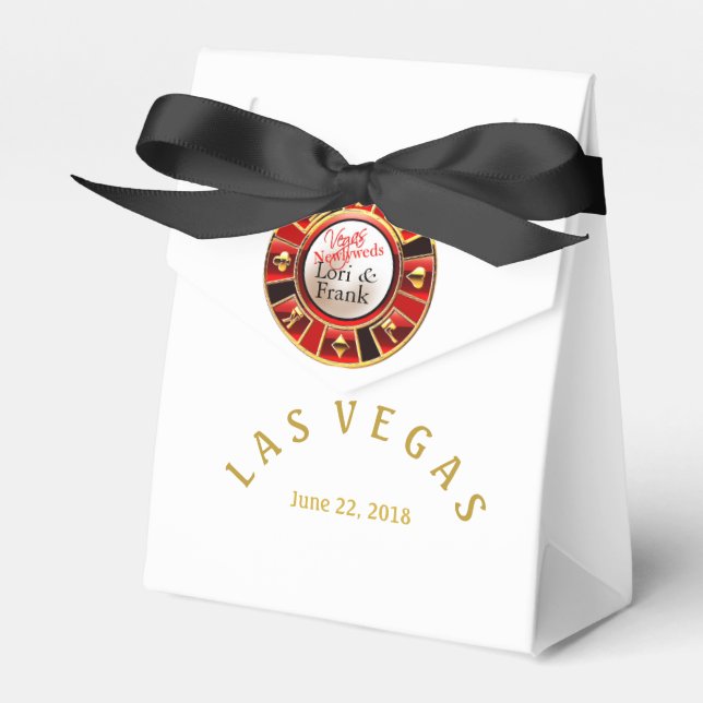 Las Vegas casino chip | white gold & red Favor Boxes (Front Side)