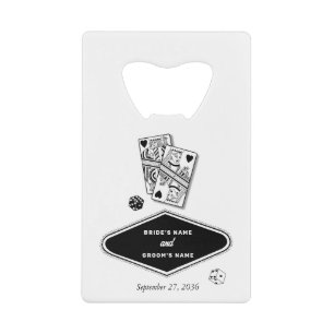 Las Vegas Casino Destination Wedding Black White Credit Card Bottle Opener