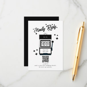 Las Vegas Casino Destination Wedding Black White Enclosure Card