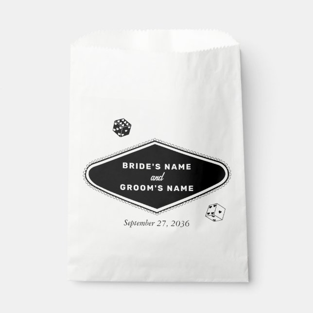 Las Vegas Casino Destination Wedding Black White Favor Bag (Front)