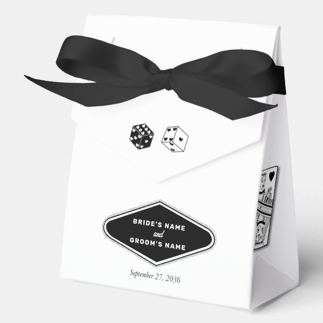 Las Vegas Casino Destination Wedding Black White Favor Boxes (Front)