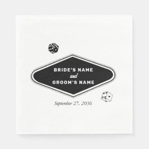 Las Vegas Casino Destination Wedding Black White Napkins