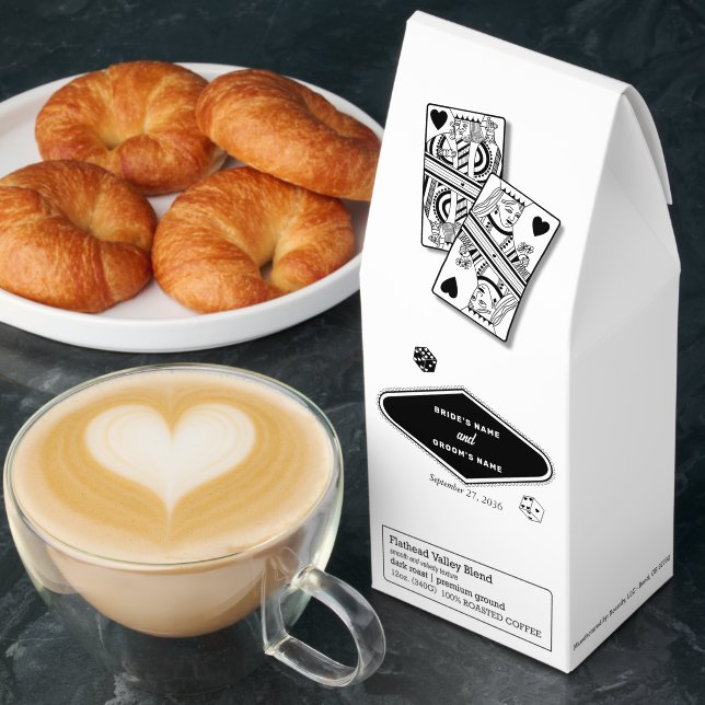 Las Vegas Casino Destination Wedding Black White Roasted Coffee (Breakfast)