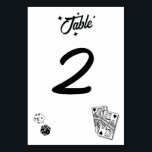Las Vegas Casino Destination Wedding Black White Table Number<br><div class="desc">A unique hand drawn Las Vegas Casino themed wedding design. A modern destination Las Vegas, Nevada wedding theme featuring playing cards, casino gambling themed illustrations. A black and white Las Vegas wedding Table Number card design ideal for casino themed weddings. Matching wedding invitations and other stationery items are also available....</div>