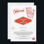 Las Vegas Casino Destination Wedding  Itinerary<br><div class="desc">A unique hand drawn Las Vegas Casino themed wedding design. A modern destination Las Vegas, Nevada wedding theme featuring playing cards, casino gambling themed illustrations. A red and white Las Vegas wedding Itinerary program card design ideal for casino themed weddings. Matching wedding invitations and other stationery items are also available....</div>