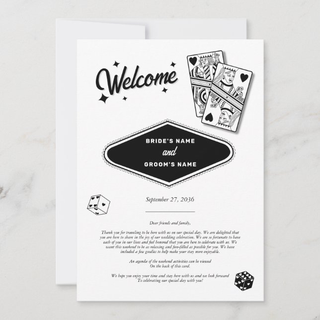 Las Vegas Casino Destination Wedding  Itinerary (Front)