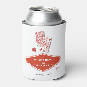 Las Vegas Casino Destination Wedding Red White Can Cooler