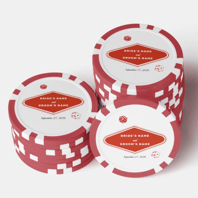 Las Vegas Casino Destination Wedding Red White Poker Chips (Stack)