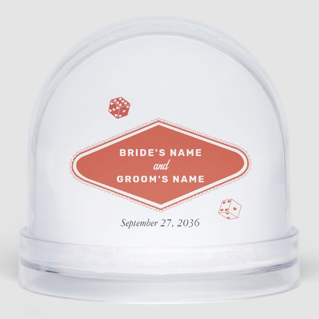 Las Vegas Casino Destination Wedding Red White  Snow Globe (Front)