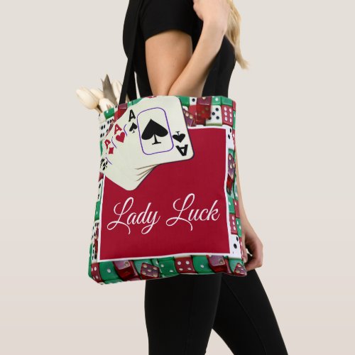 Las Vegas Casino Dice And Cards With Lady Luck Tote Bag