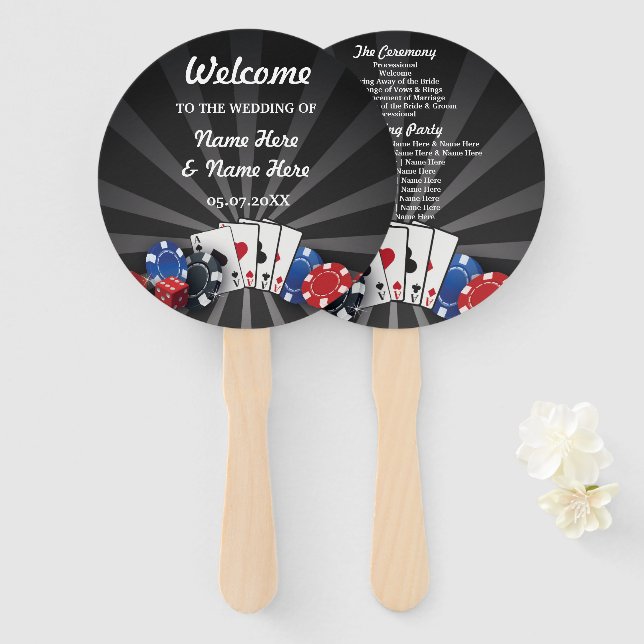 Las Vegas Casino Dice Wedding Programme Fan (Front and Back)