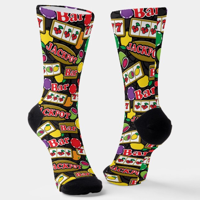 Las Vegas Casino Gambling and Poker Pattern Socks (Angled)