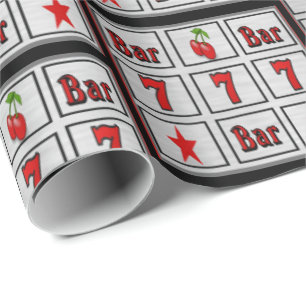 Las Vegas Casino Gambling Slot Machine Bars 7's B Wrapping Paper