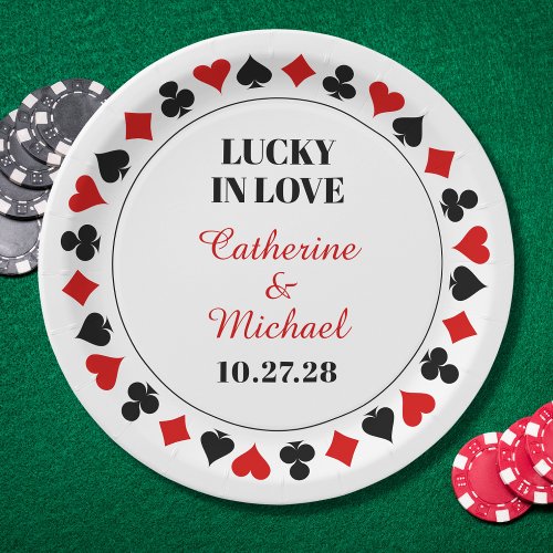 Las Vegas Casino Lucky In Love Wedding  Paper Plates