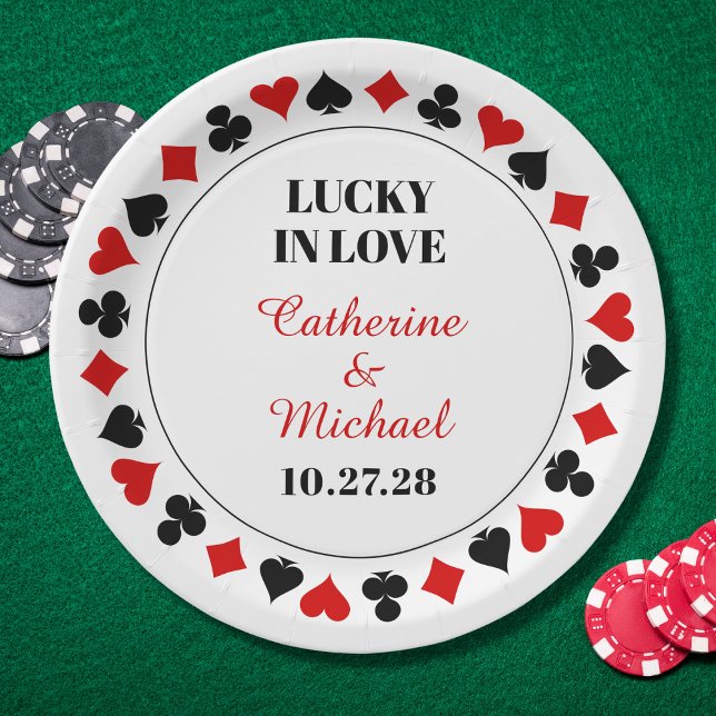 Las Vegas Casino Lucky In Love Wedding  Paper Plates (Creator Uploaded)
