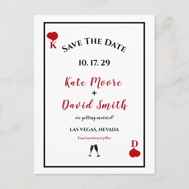 Las Vegas Casino Modern Chic Photo SAVE THE DATE Announcement Postcard (Front)