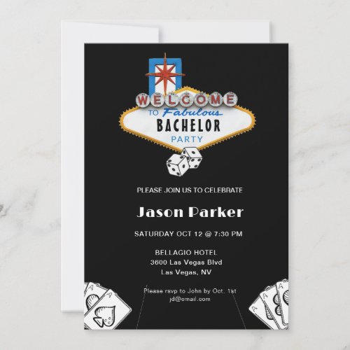 Las Vegas Casino Night Bachelor Party  Invitation