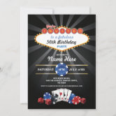 Las Vegas 50th Birthday Invite Red Gold & Black Casino Chips 