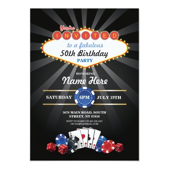 Casino night birthday party invitations
